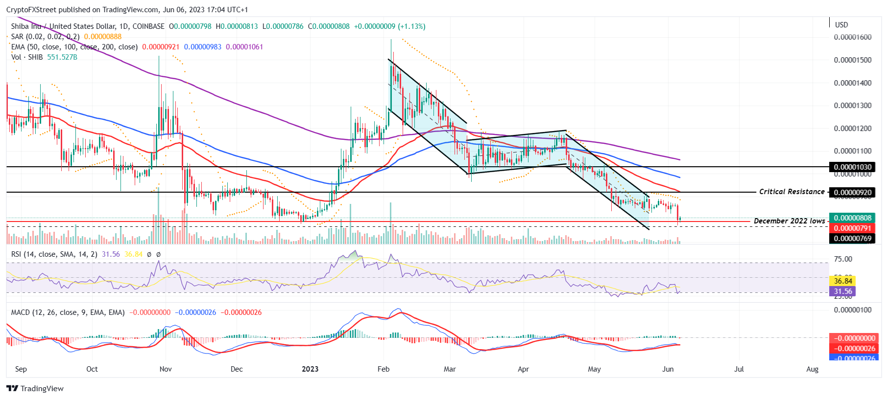 SHIB/USD 1-day chart