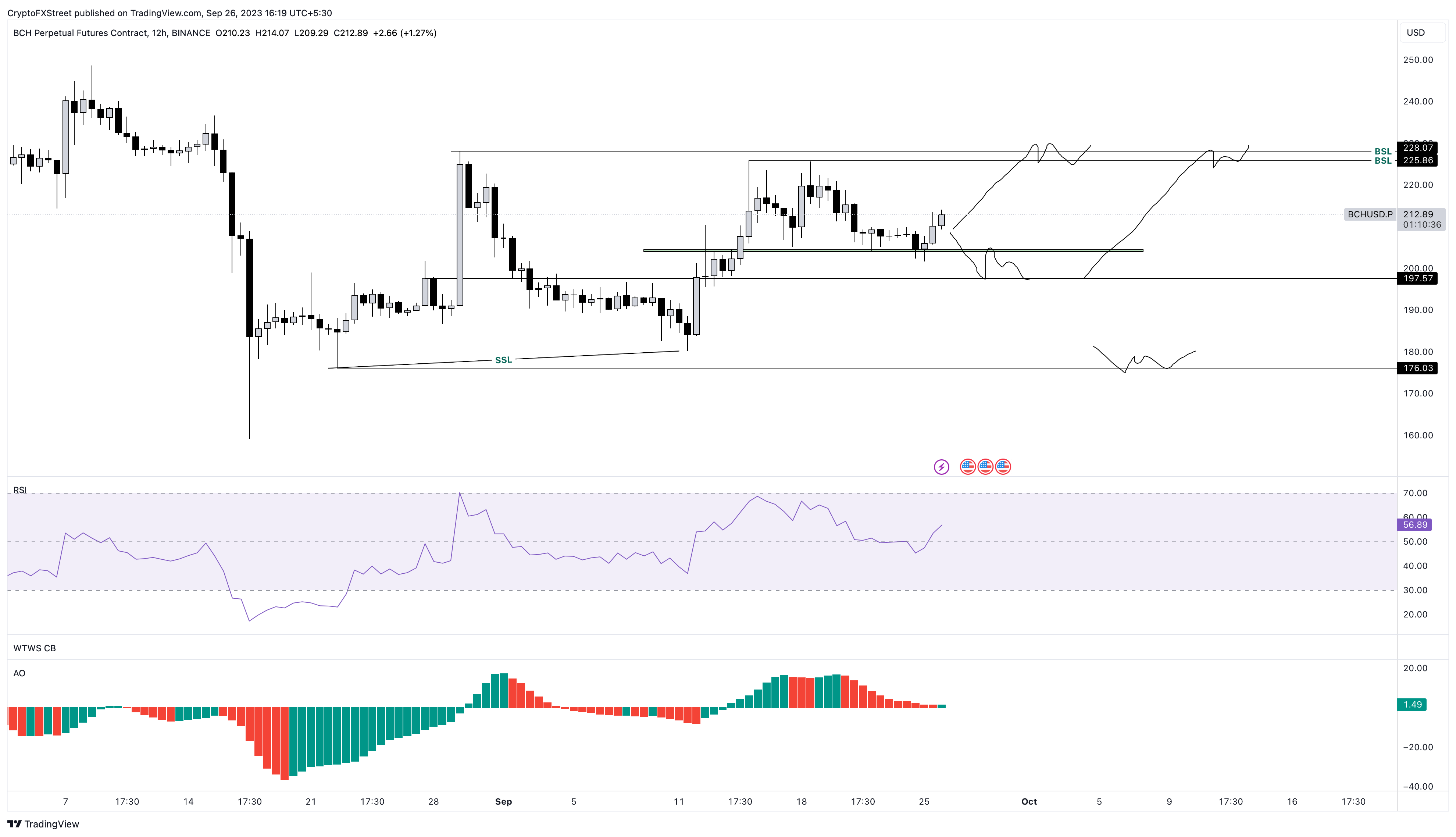 BCH/USDT 12-hour chart