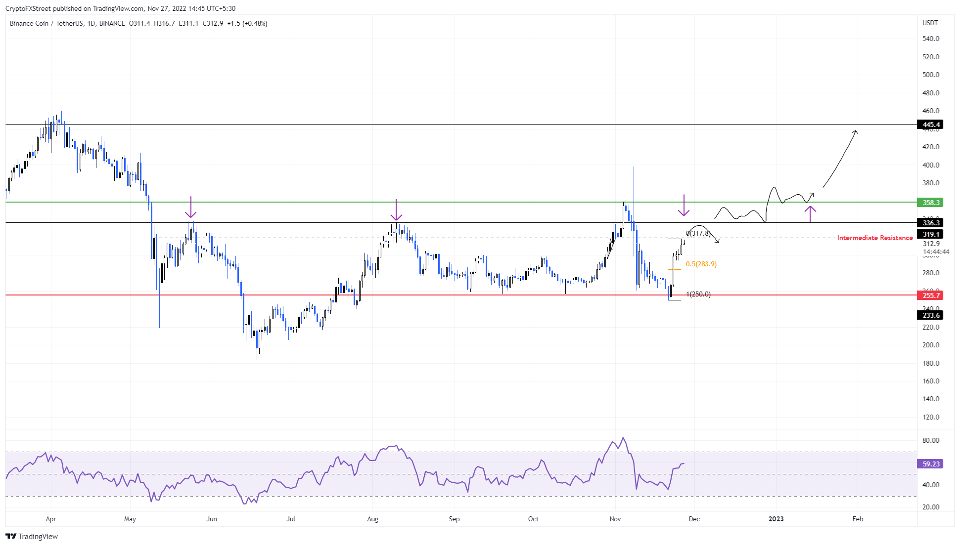 BNB/USDT 1-day chart