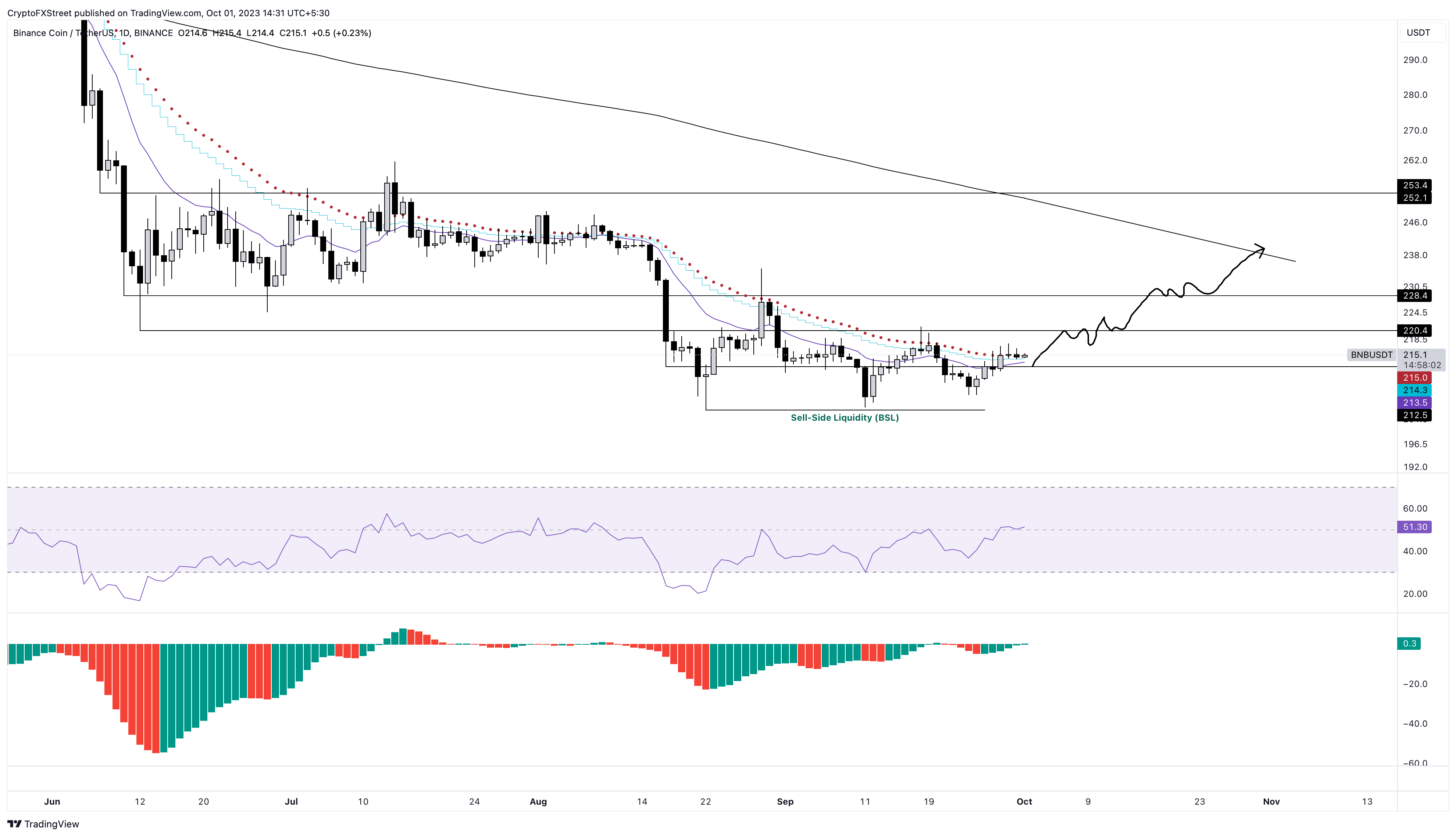 BNB/USDT 1-day chart