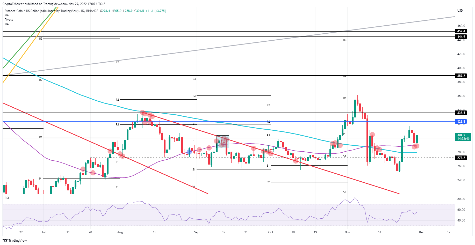 BNB/USD daily chart