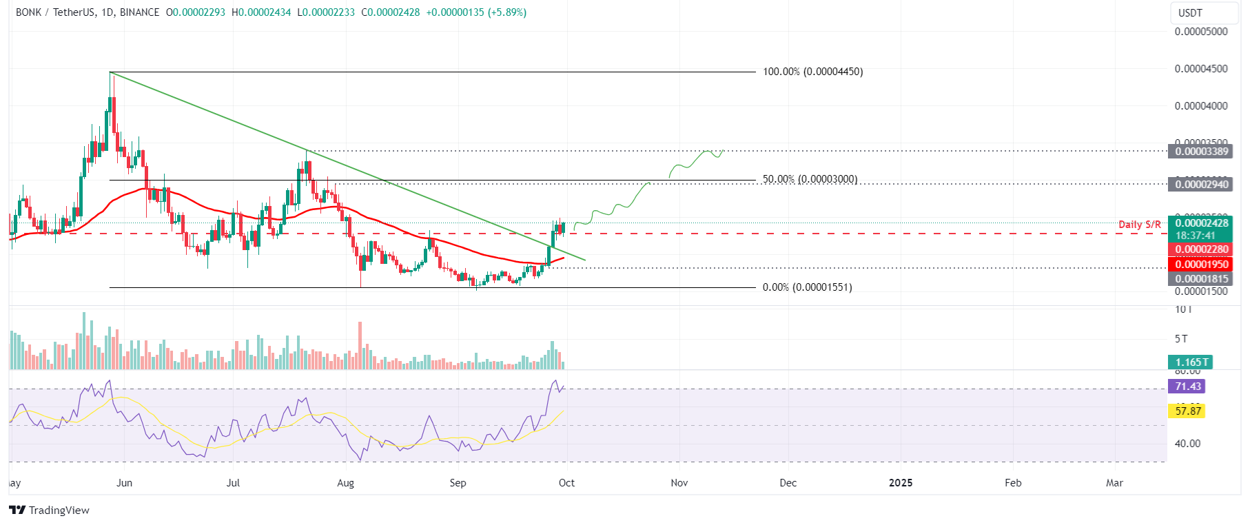 BONK/USDT Daily Chart