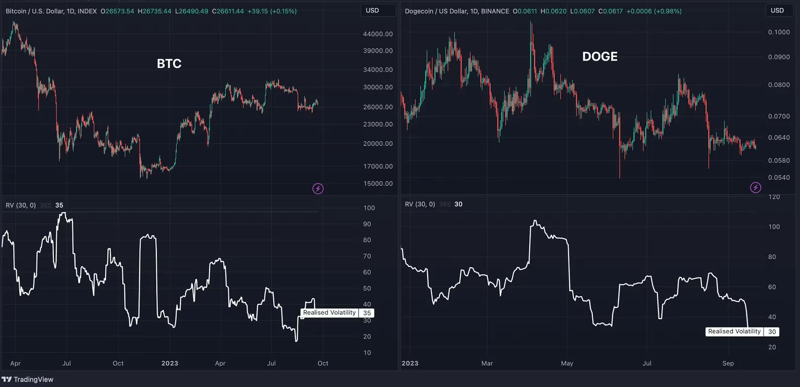 Dogecoin beats Bitcoin in price stability amid crypto trading lull