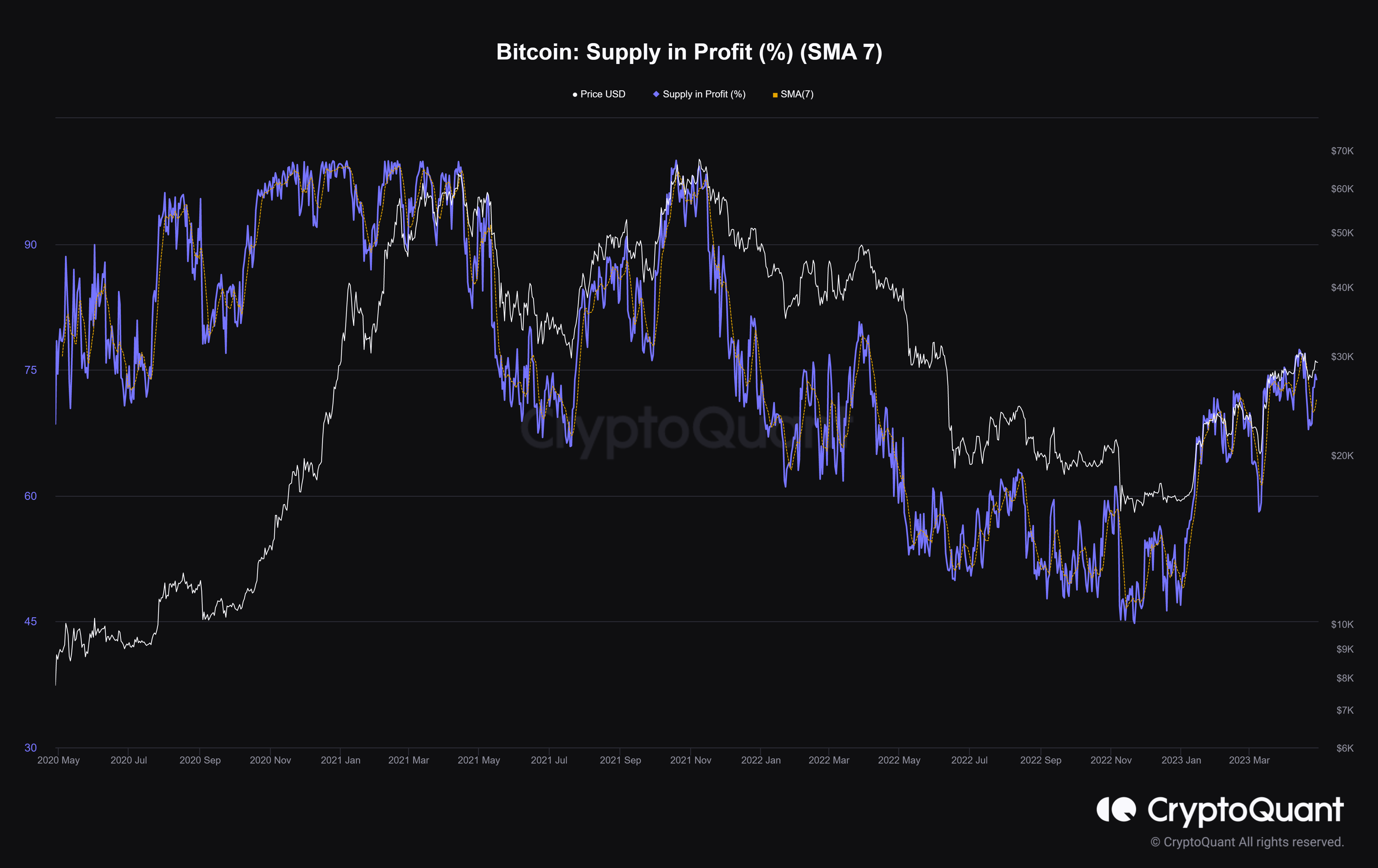 Bitcoin supply in profit
