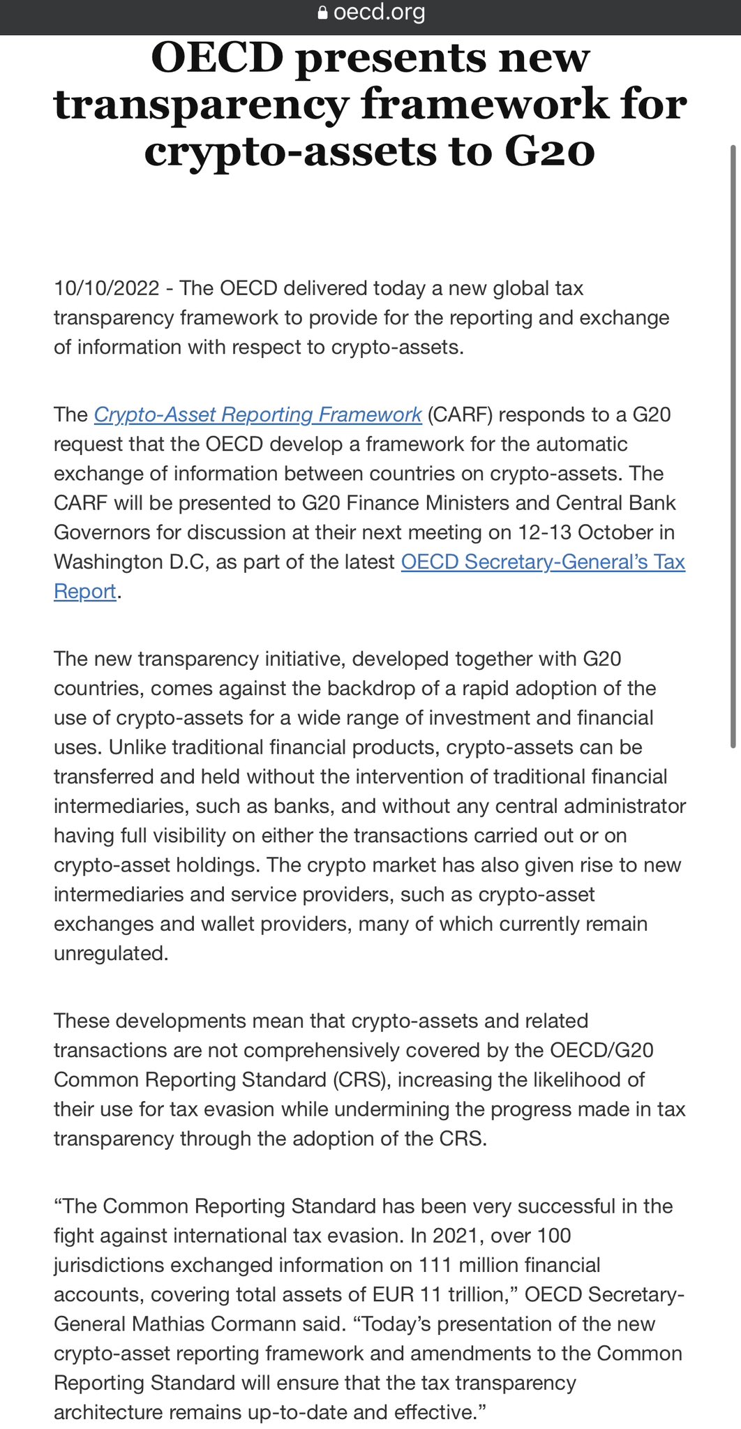 Crypto Asset Reporting Framework