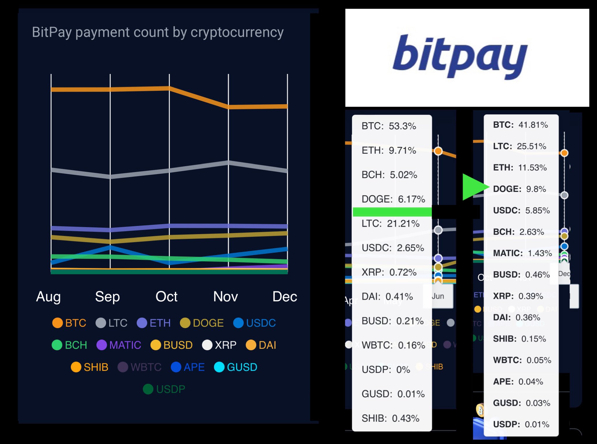 BitPay payment count by crypto