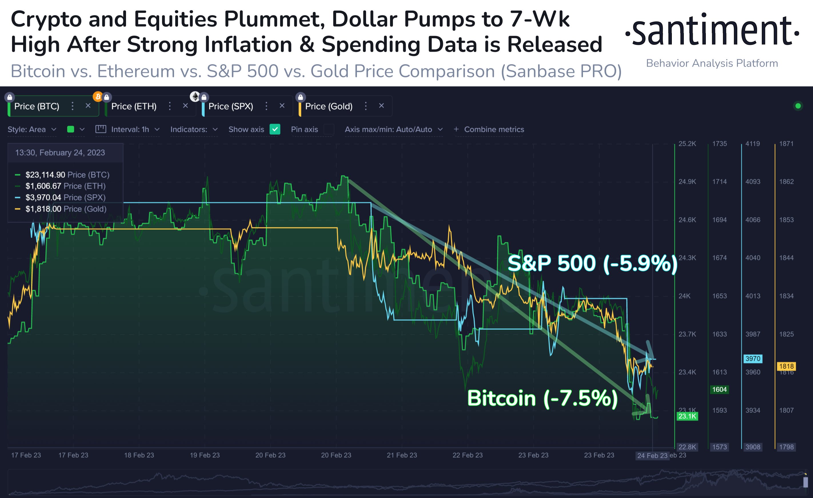 Bitcoin and equities declined as US Dollar pumped to seven-week high