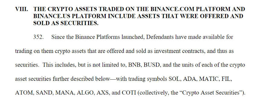 SEC allegations against Binance