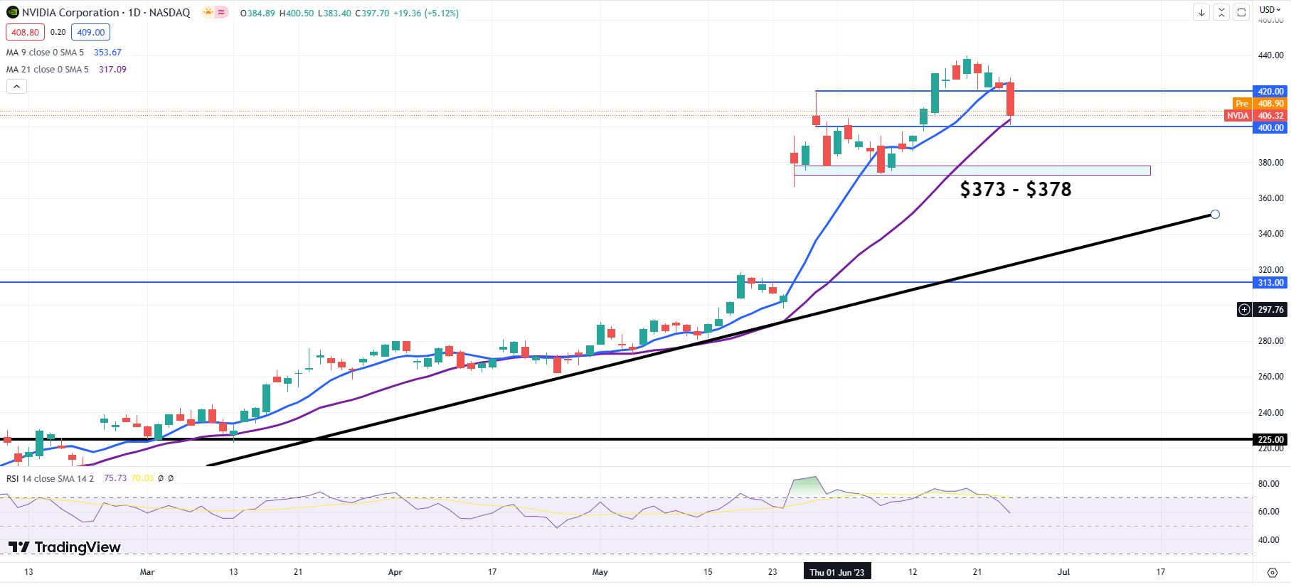 NVDA stock daily chart