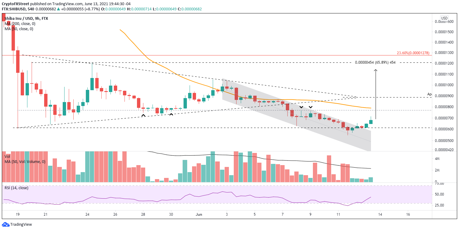 SHIB/USD 9-hour chart