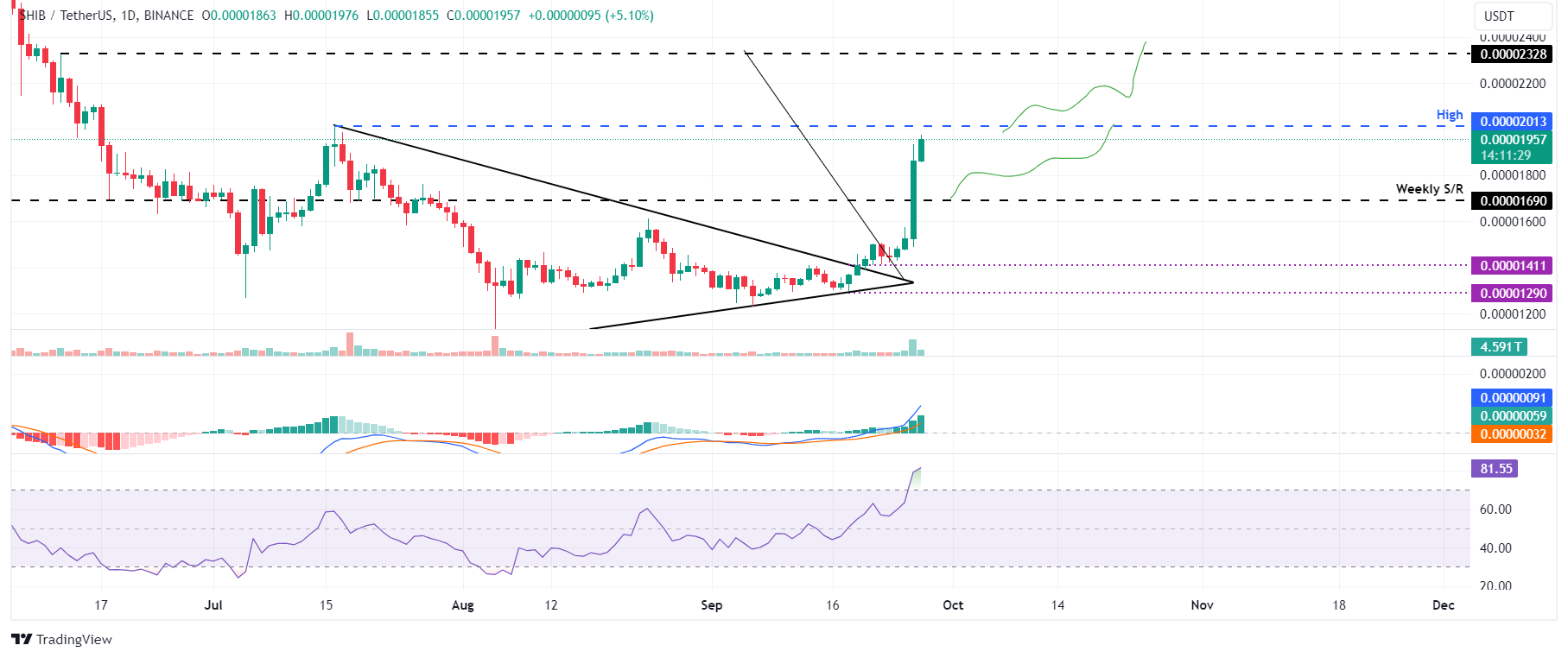 DOGE/USDT daily chart