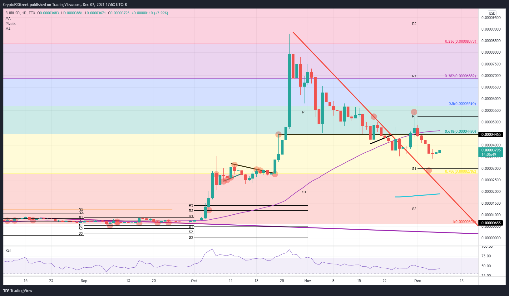 SHIB/USD daily chart