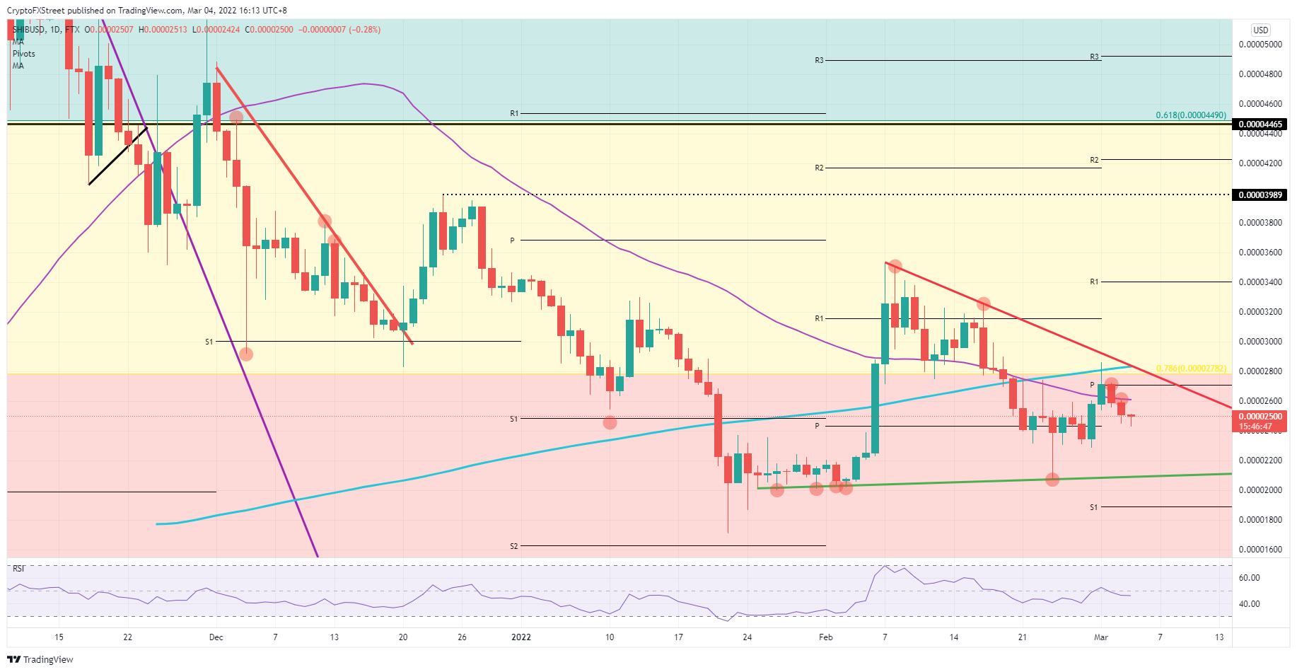 Graphique Journalier Shib/Usd