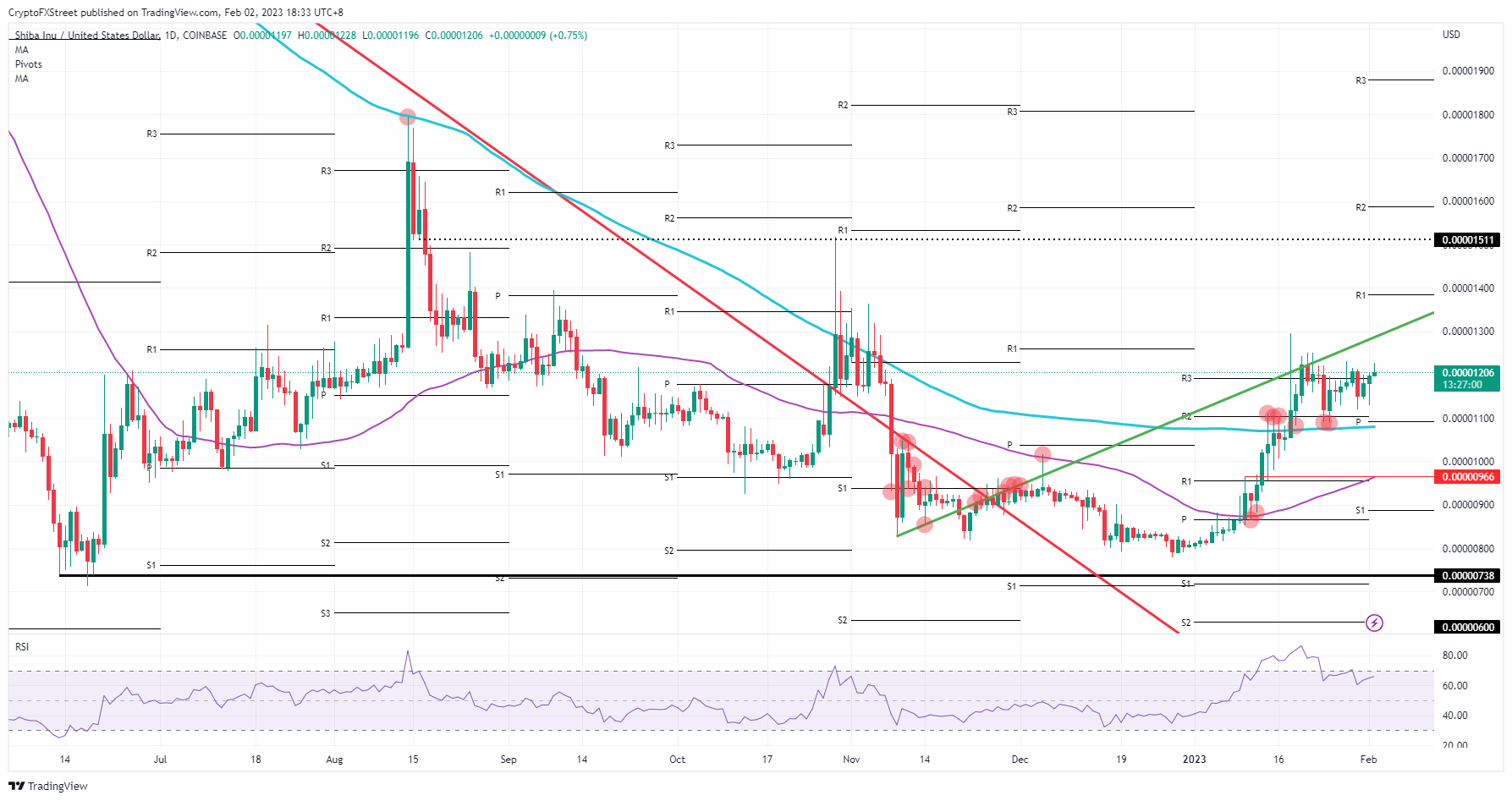 SHIB/USD daily chart