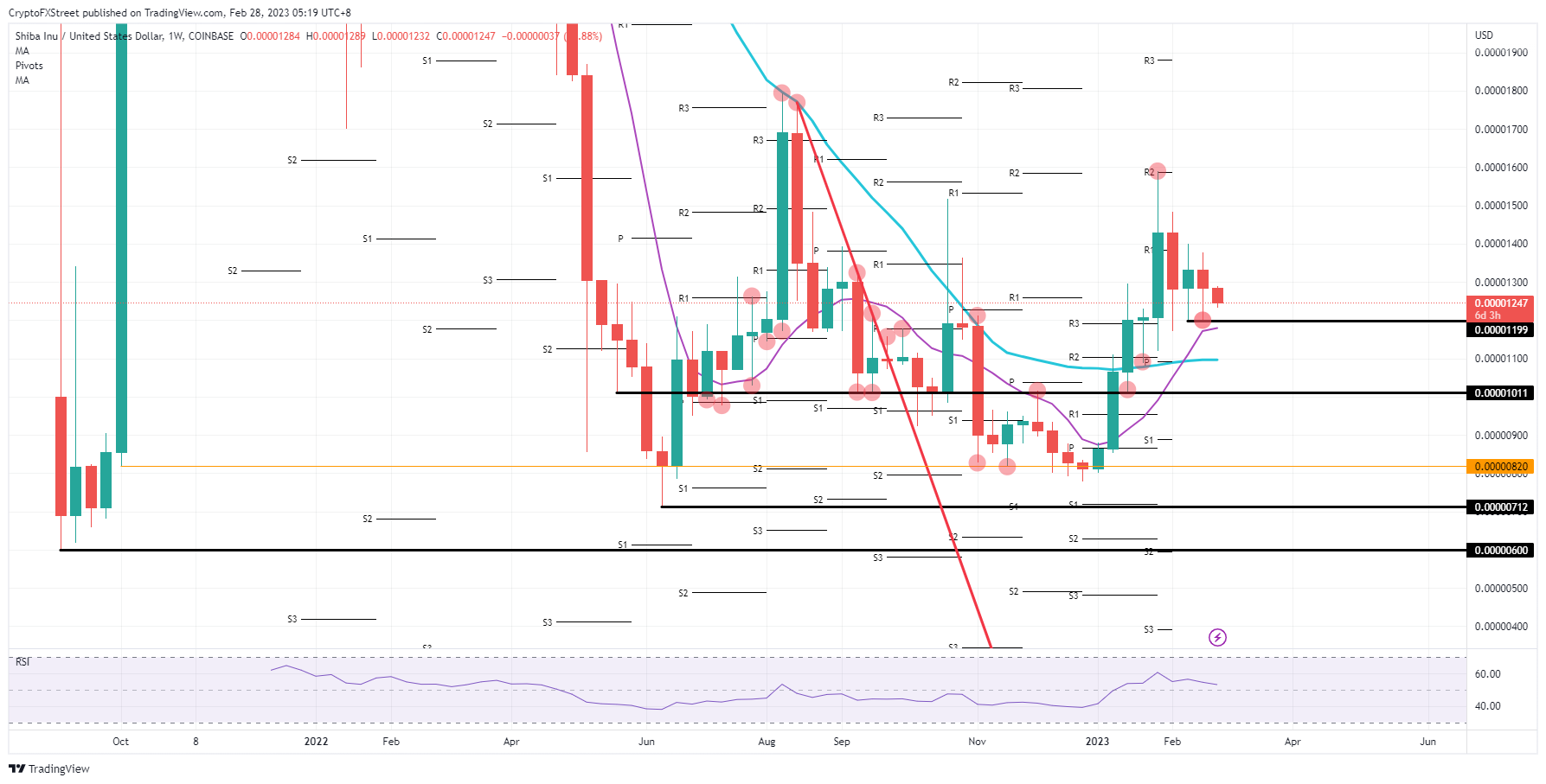 SHIB/USD weekly chart