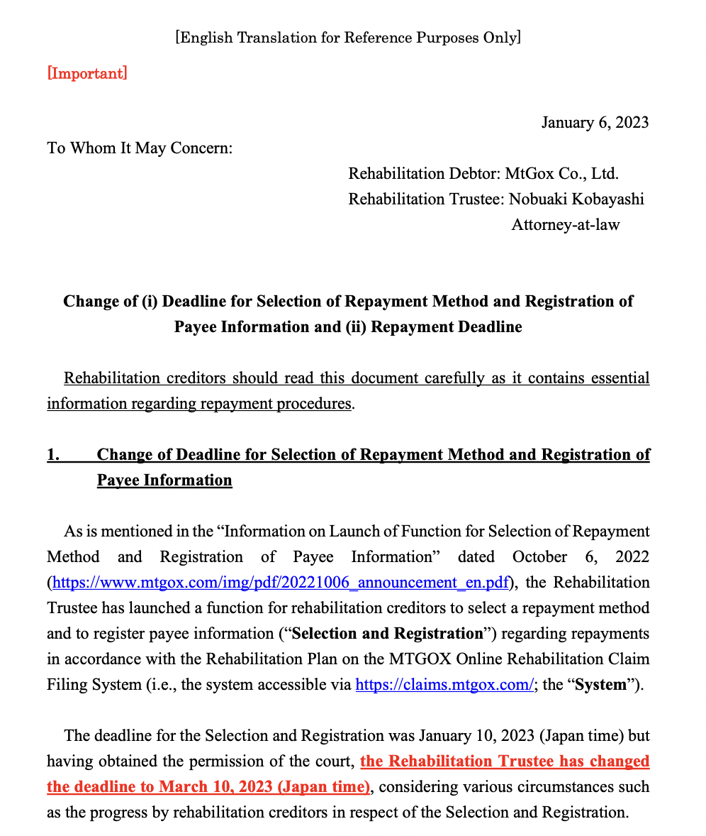 Mt.Gox announcement