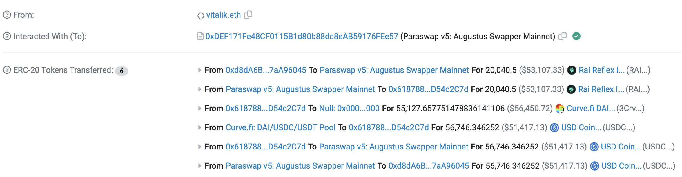 RAI converted to USDC