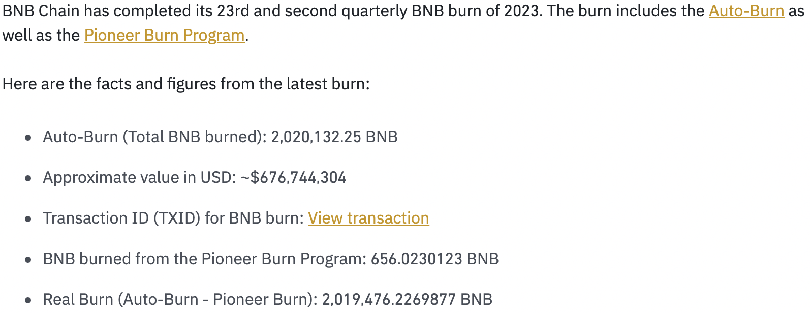 BNB burn