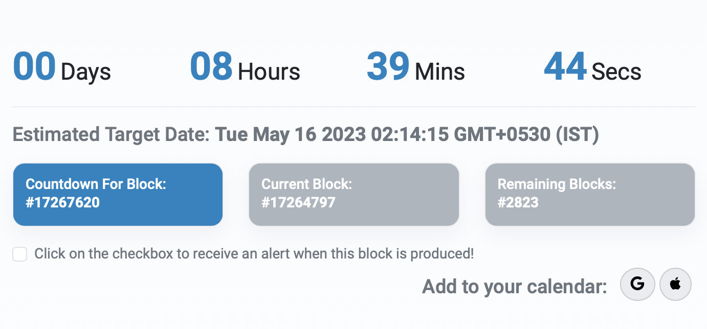 Countdown to GALA V2 token snapshot