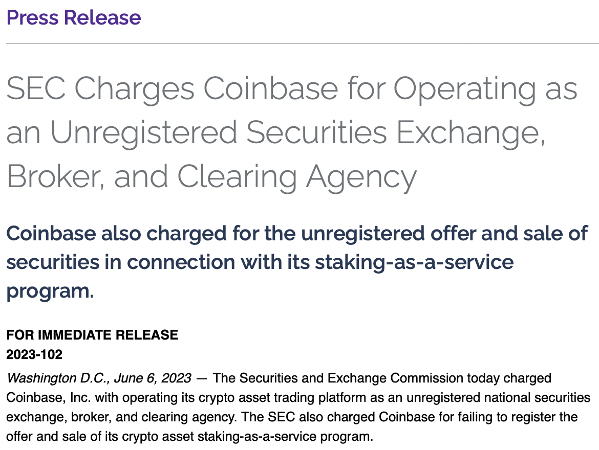 SEC charges Coinbase with unregistered sale of securities