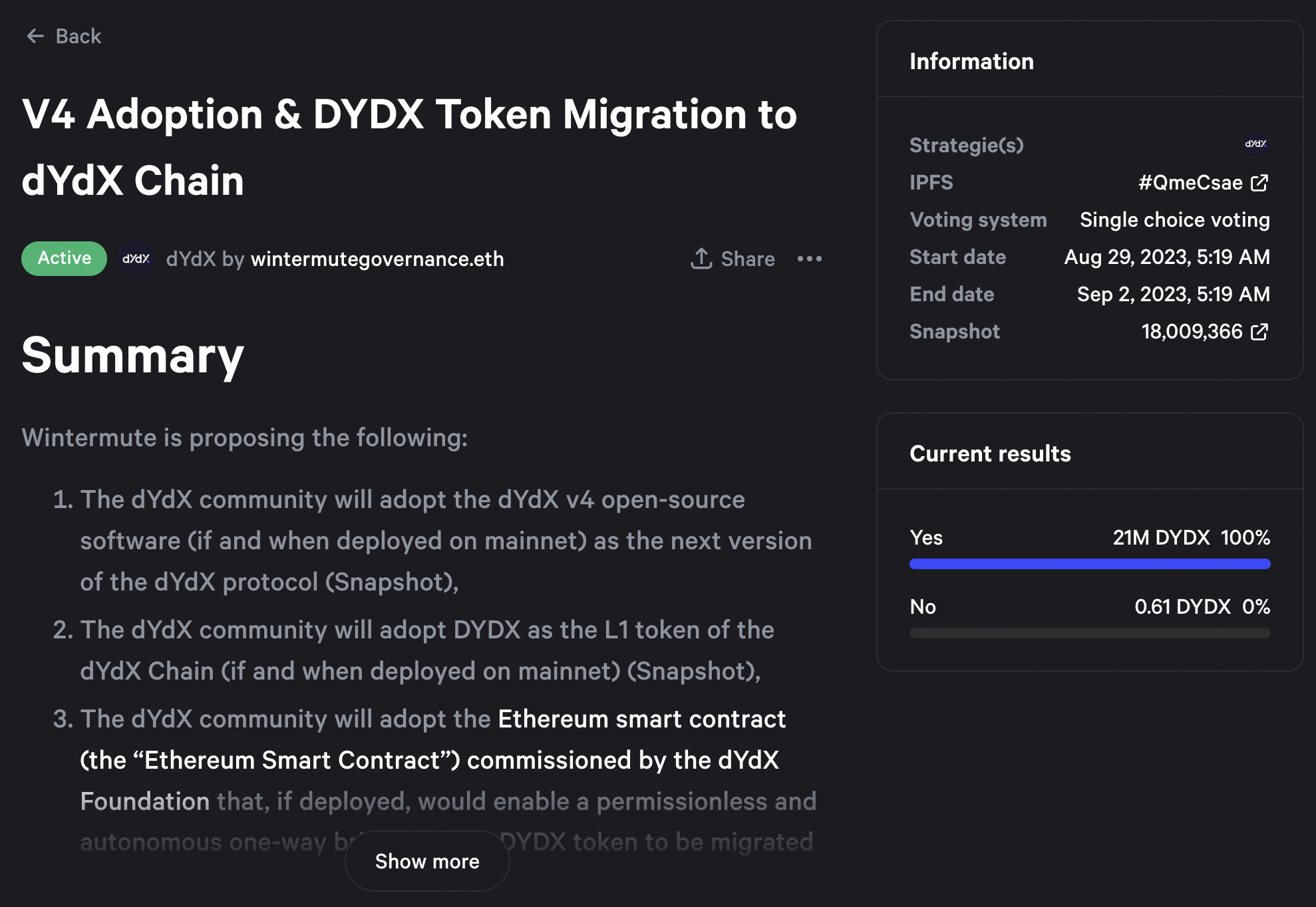 V4 adoption and migration to dYdX chain
