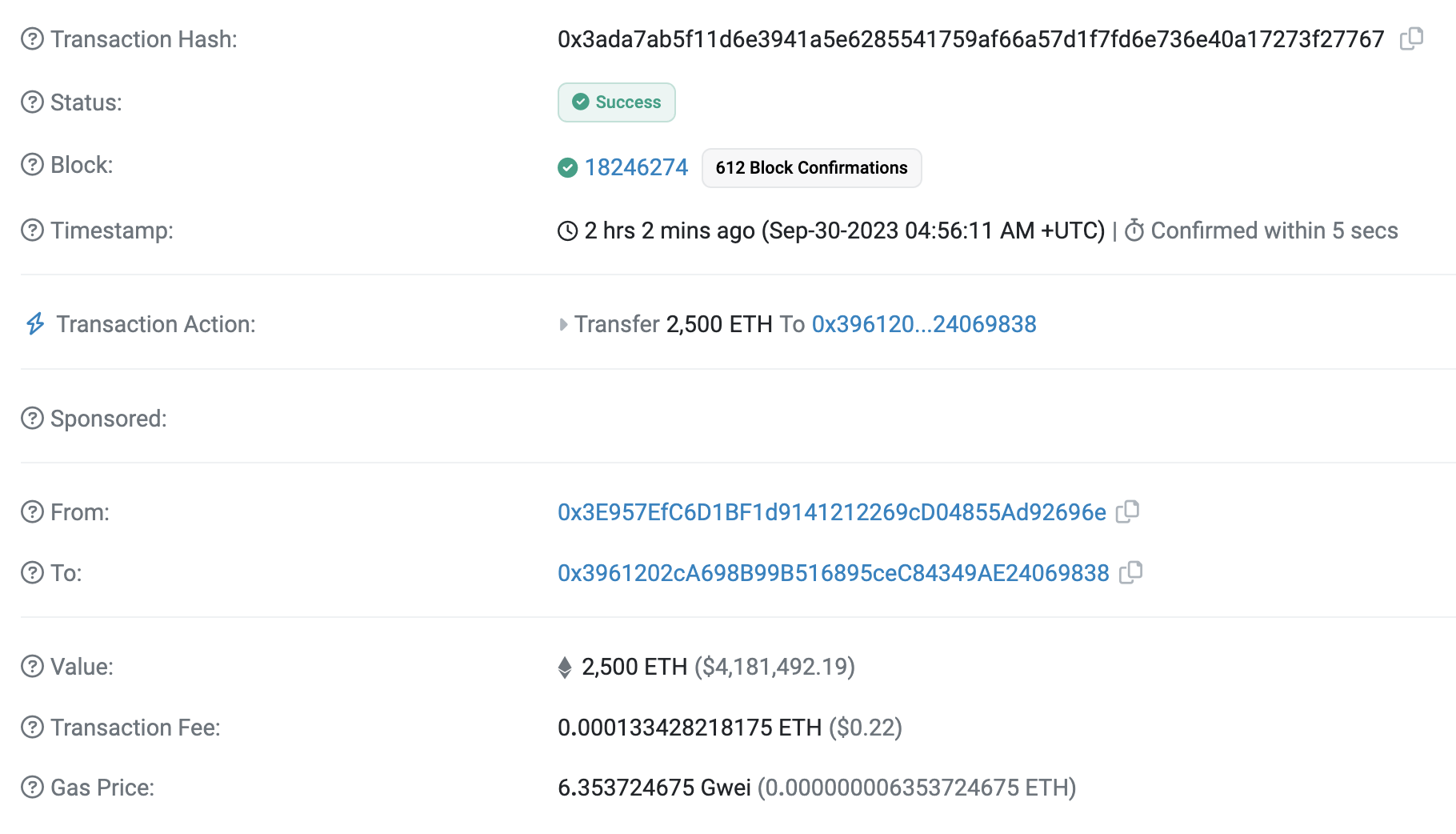Transaction hash of exploiter’s recent move