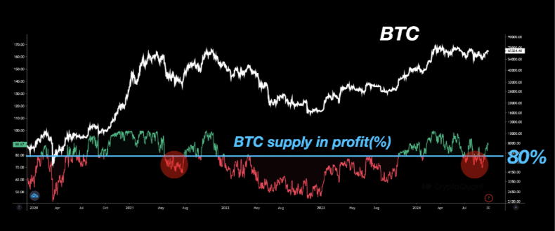 Oferta de BTC en Beneficios (%)