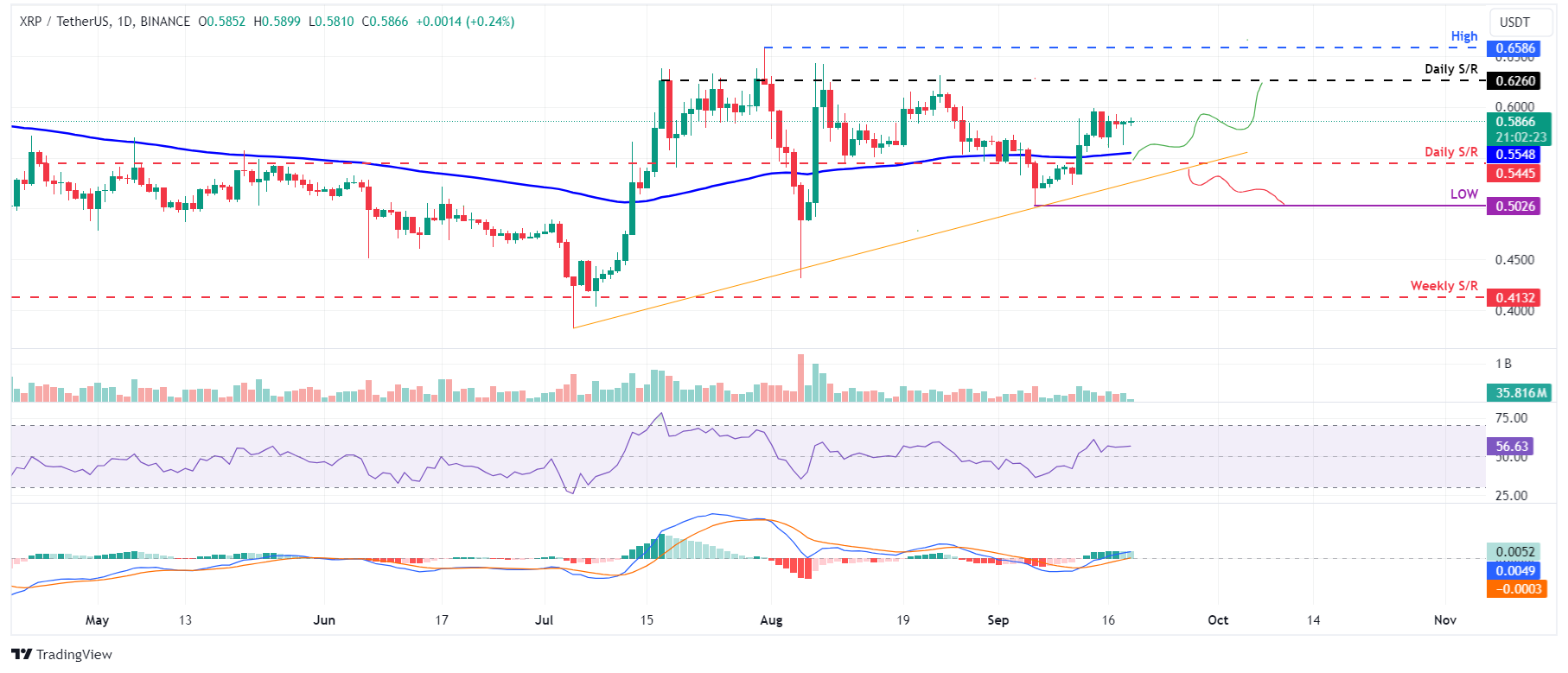 XRP / USDT 日线图