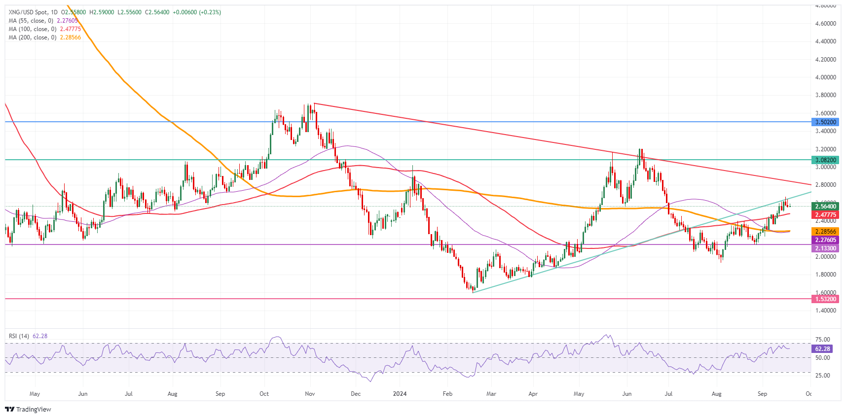 Natural gas: daily chart