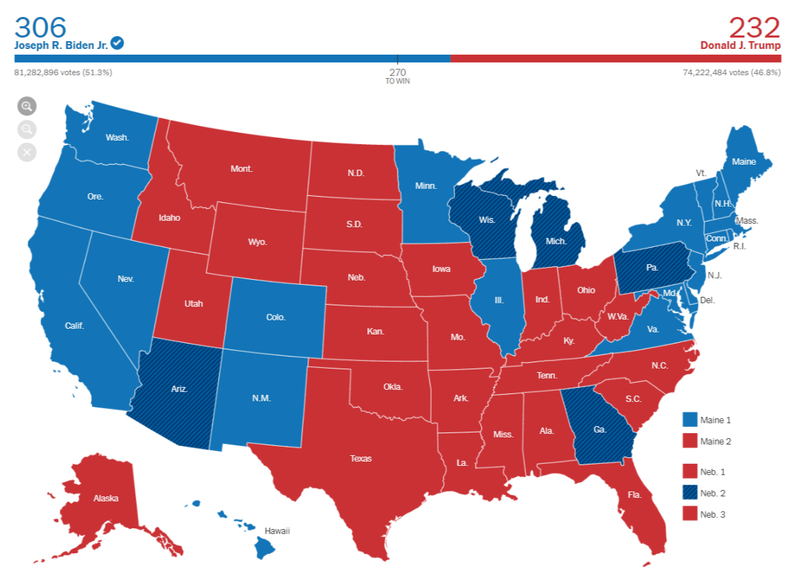 US Election 2020 map