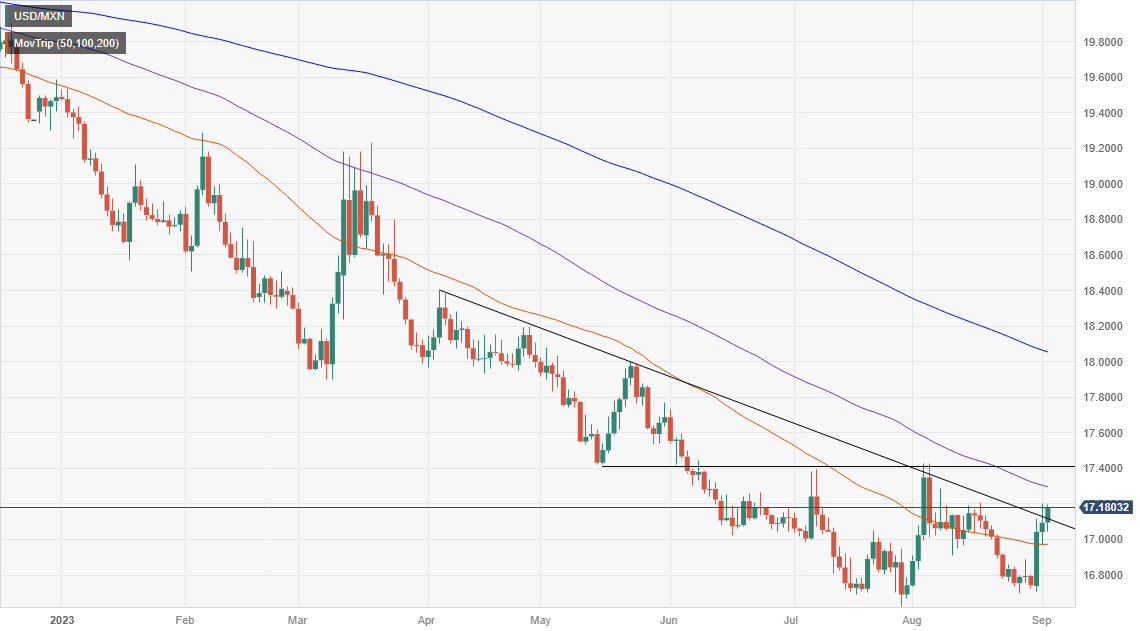 Пара USD/MXN продолжает рост после сокращения программы валютного хеджирования Banxico и снова выше 17,1500.