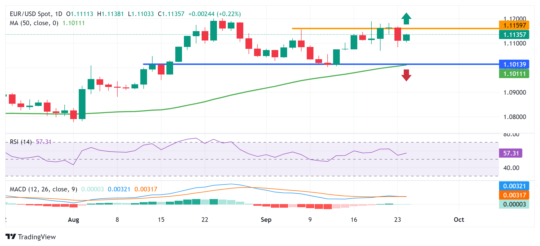 Biểu đồ hàng ngày EUR/USD