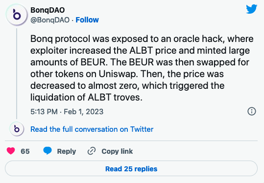 BonqDAO protocol suffers $120M loss after oracle hack